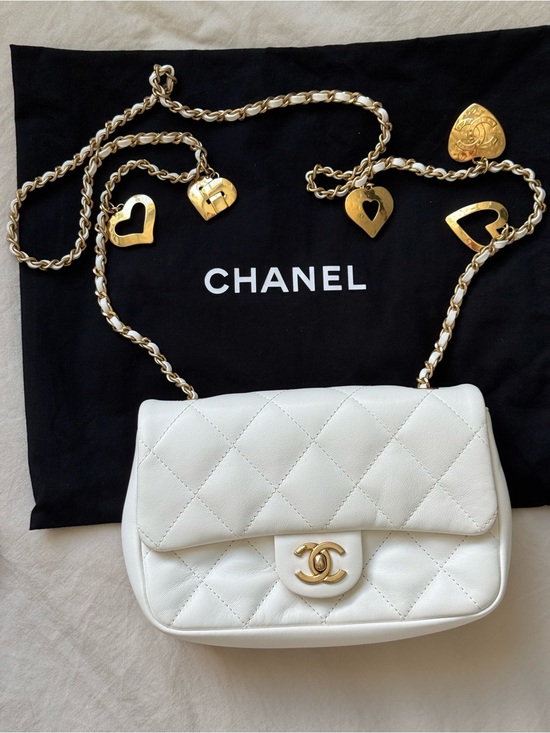 CHANEL Handbags - CHANEL Mini Classic Flap Heart Charm Bag with Gold Hardware
